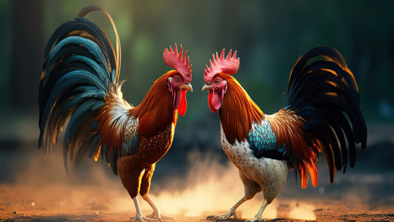 two muscular roosters fight Generative AI